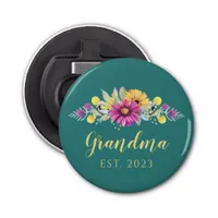 New Grandma Elegant Flroal Teal Green Bottle Opener