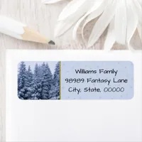 Magical winter forest - blue, custom  label