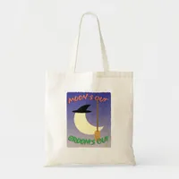 Halloween Witchy Moons Out Brooms Motto Tote Bag