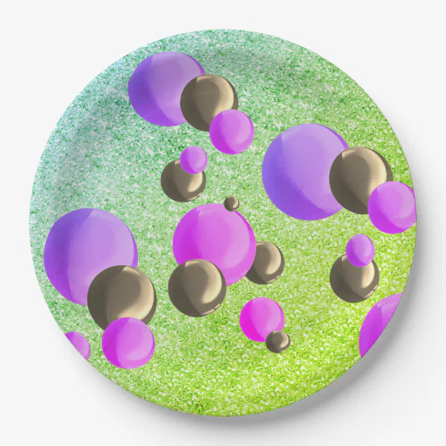 Colorful bubble confettis paper plates