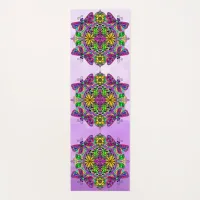 Hand drawn Art Dragonfly Mandala Purple Colorful Yoga Mat