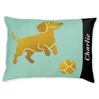 Peppermint Green Faux Gold Dachshund Cute Dog Pet Bed