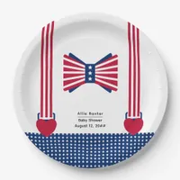 Red White & Blue Stripes 4th Of July Baby Shower Paper Plates