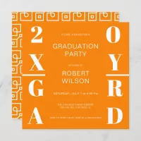 Orange White Bold Typography Graduation Party Invitation