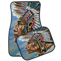 Proud Native Warrior in Traditional Gear Car Floor Mat