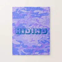 Funny Hiding Camouflage Pastel Blue Pattern Jigsaw Puzzle