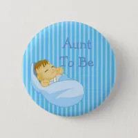 Blue Aunt To Be Baby Shower Button