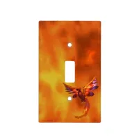 Colorful Phoenix Flying Against a Fiery Background Light Switch Cover