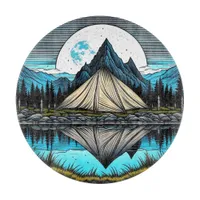 Reflection of a Tent on the Lake in the Mountains Cutting Board