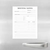 Minimal Professional Meeting Notes Planner Magnetic Dry Erase Sheet
