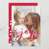 Red Joy Typography Custom Photo Holiday Card