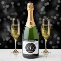 Elegant 60th Diamond Wedding Anniversary Sparkling Wine Label
