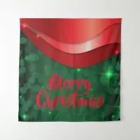 Merry Christmas Glam Luxury Shiny Red and Green Tapestry