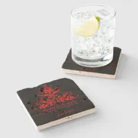 Romantic, Elegant Vintage Red Damask Stone Coaster