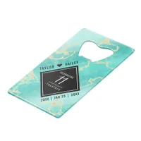 Elegant 11th Turquoise Wedding Anniversary Credit Card Bottle Opener