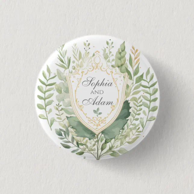 Rustic Greenery Shield Wedding Customize  Button