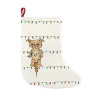 Funny Tangled Grumpy Xmas Cat Holiday Small Christmas Stocking