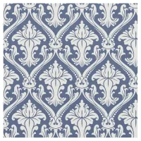 Damask Navy Blue Baroque Pattern Fabric