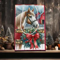 Horse at a Farm Christmas Medium Gift Bag