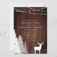 Rustic Winter Deer Woodland Thanksgiving Dinner Invitation