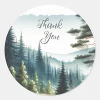 Pine Forest Rustic Nature Wedding Classic Round Sticker