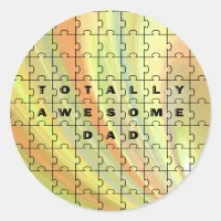 Totally Awesome Dad Puzzle Yellow/Brown Classic Round Sticker