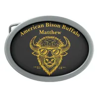 Bison Wearing Sunglasses With a Cool Expression Belt Buckle