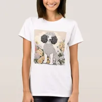 Poodle in Whimsical Flowers  T-Shirt