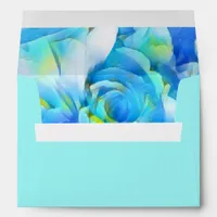 Aqua Floral Rose Flower Envelope