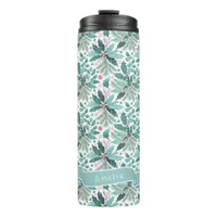 Teal Christmas Holly Berries Pattern#17 ID1009 Thermal Tumbler