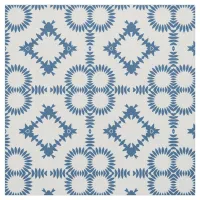 Elegant Stylish Blue & White Geometric Pattern Fabric