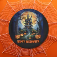 Halloween Haunted House with Pumpkins Party Paper Plates