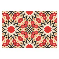 Detailed Ethnic Red Arabesque Geometric Pattern Tissue Paper