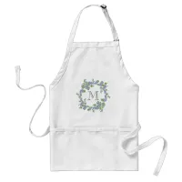 Floral Wreath Monogram Adult Apron