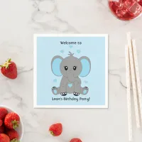 Cute baby elephant in blue for boys, custom  napkins