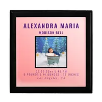 Newborn Baby Time Capsule Photo Wood Keepsake Pink Gift Box