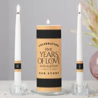 Elegant 5th Wood Wedding Anniversary Unity Candle Set