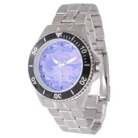 Camouflage Pastel Blue Abstract Pattern Men's Watch