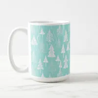 Teal Christmas Tree Pattern#6 ID1009 Coffee Mug