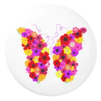 Beautiful Floral Butterfly Colorful Ceramic Knob