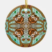 Hand drawn Owl Mandala  Ceramic Ornament