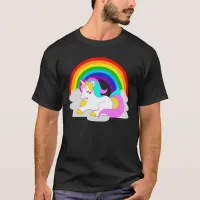 White Unicorn on Cloud with Rainbow Men's T-Shirt