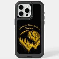 Gold Bison Portrait With Forest Silhouette Design iPhone 15 Pro Max Case