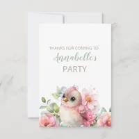 Cute Baby Bird Birthday Party Thank You Cards