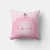 Girly Pink Princess Monogram Name Throw Pillow