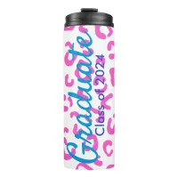 Graduation Pink Leopard  Typography Thermal Tumbler