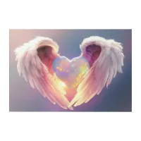 *~* Flashy Glowing Opal Heart Angel Wings AP78  Acrylic Print