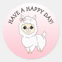 Have a Happy Day Little Llama Classic Round Sticker