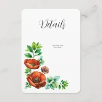 Sublime Watercolor Red Poppies in Vintage Style Enclosure Card