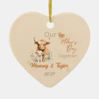 Highland cow & baby Our First Mother'sDayTogether Ceramic Ornament